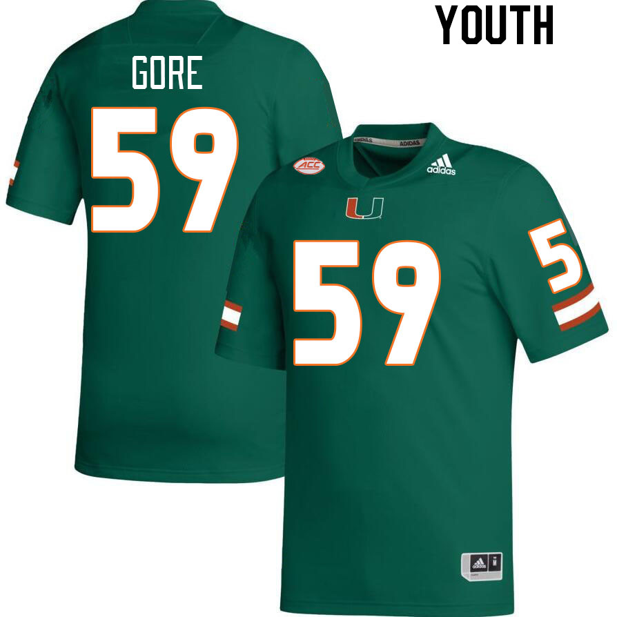 Youth #59 Thomas Gore Miami Hurricanes College Football Jerseys Stitched Sale-Green